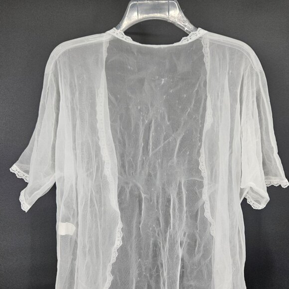 Vintage Sears Sheer Robe Womens Large Nylon Lace Trim Lingerie Made USA 70s - Picture 5 of 8